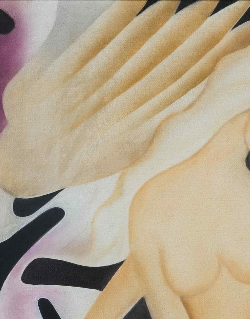 東郷青児　油彩　肉筆『レダ』表裏サイン　共シール　大丸シール　F8　額　b871