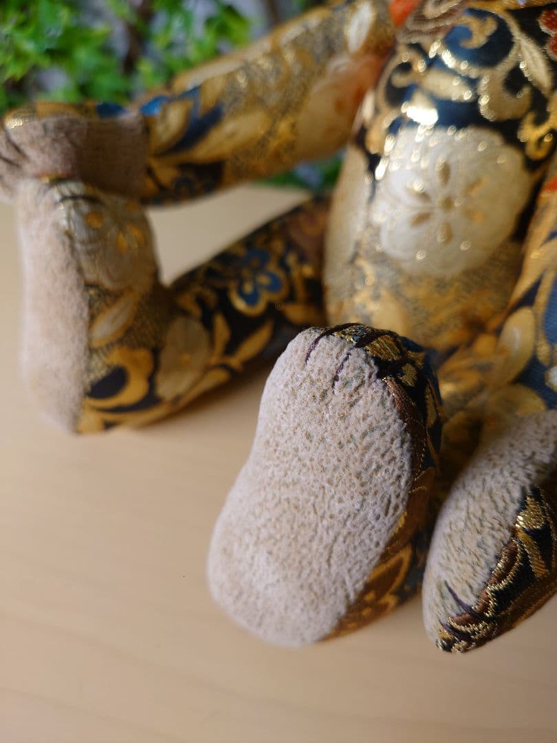 黒船堂 テディベア teddy bear錦織り JAPAN　キラキラGOLD ☆