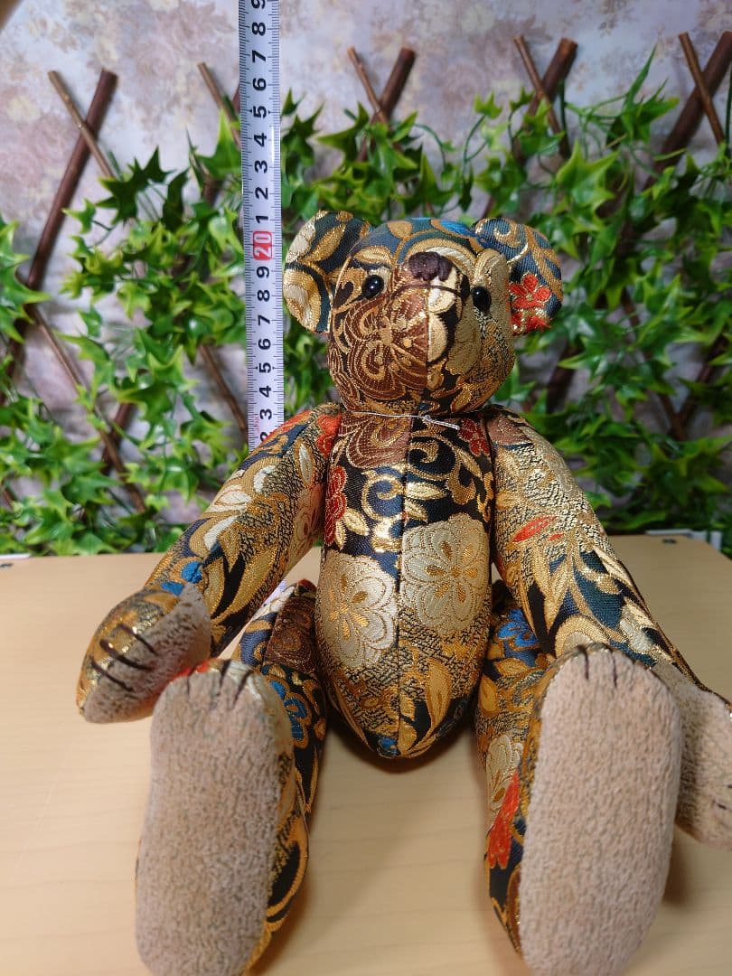 黒船堂 テディベア teddy bear錦織り JAPAN　キラキラGOLD ☆