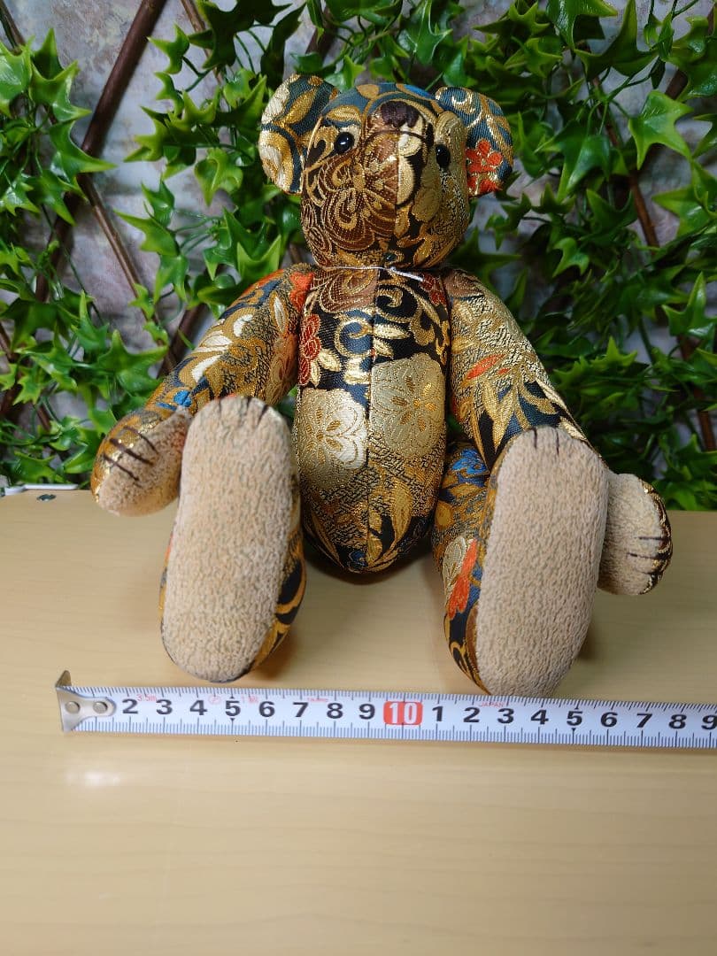黒船堂 テディベア teddy bear錦織り JAPAN　キラキラGOLD ☆