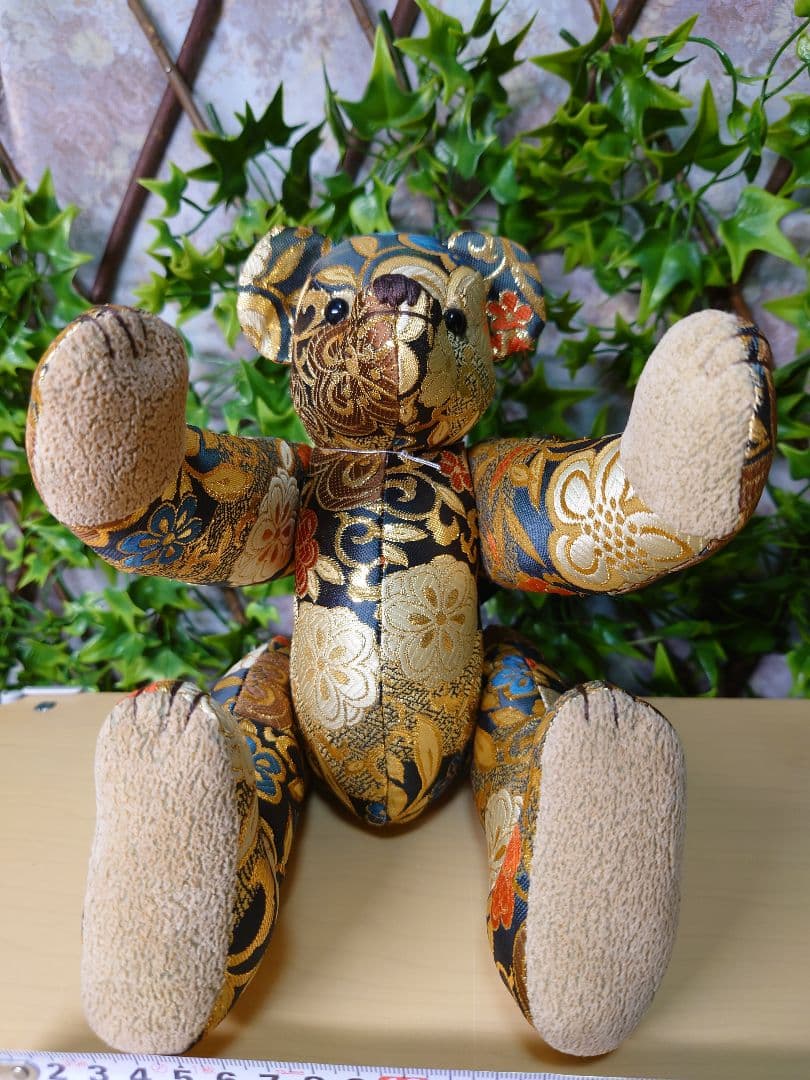黒船堂 テディベア teddy bear錦織り JAPAN　キラキラGOLD ☆