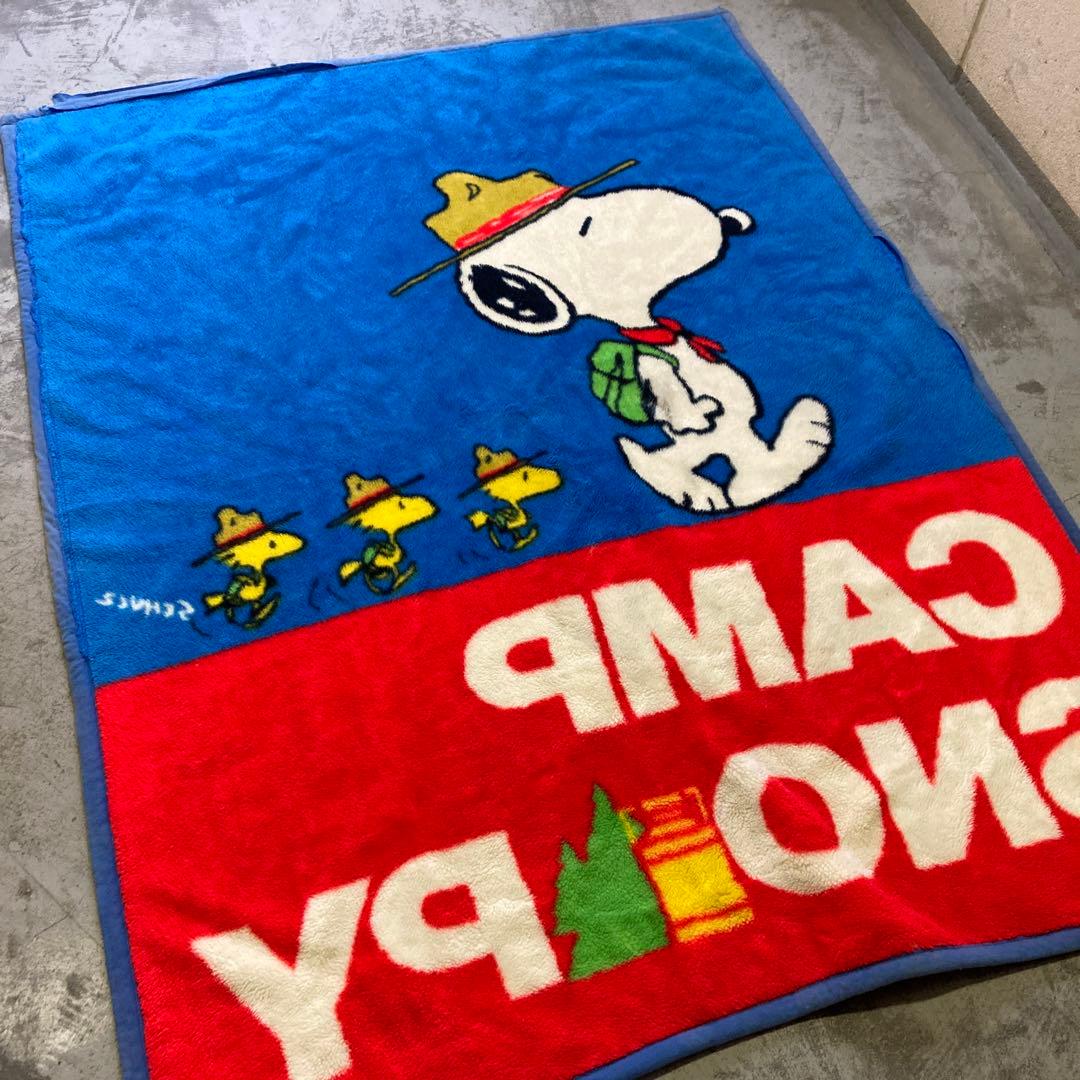 【当時物】80s SNOOPY スヌーピー　毛布 大阪西川 174×132