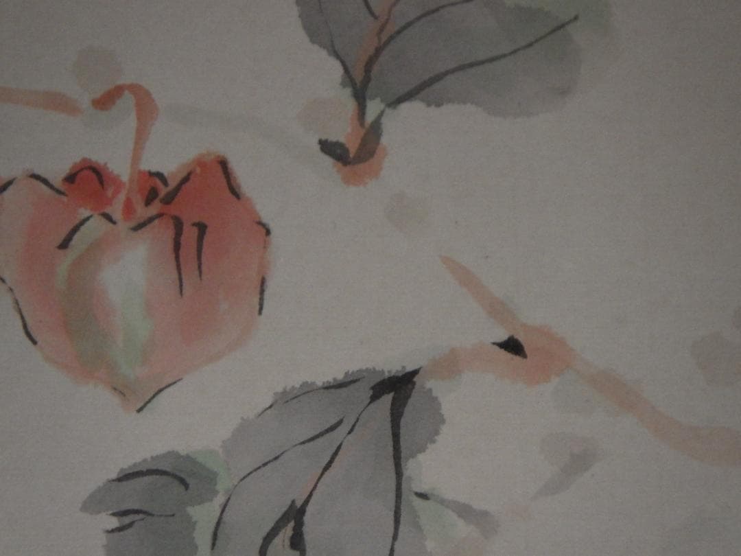 真作 福田浩湖 日本画 秋狩旅人愁 鬼灯と蟋蟀 肉筆 落款 大色紙 36×30