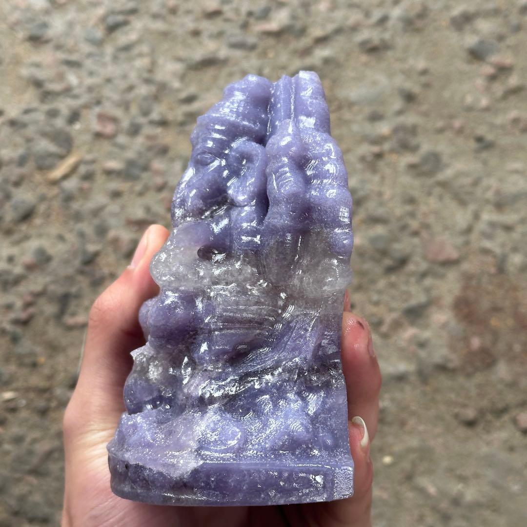 天然石紫雲母ガネーシャ　置物　ご購入前に在庫確認G.1100