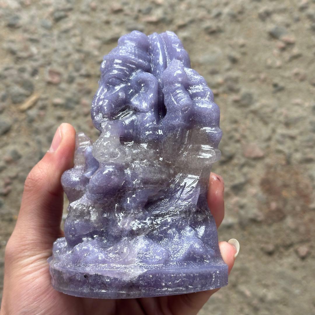 天然石紫雲母ガネーシャ　置物　ご購入前に在庫確認G.1100