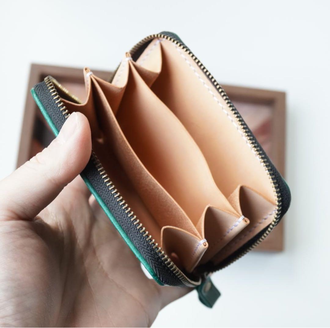 Kankula　ラウンドファスナーミニ財布　ブッテーロ　グリーン