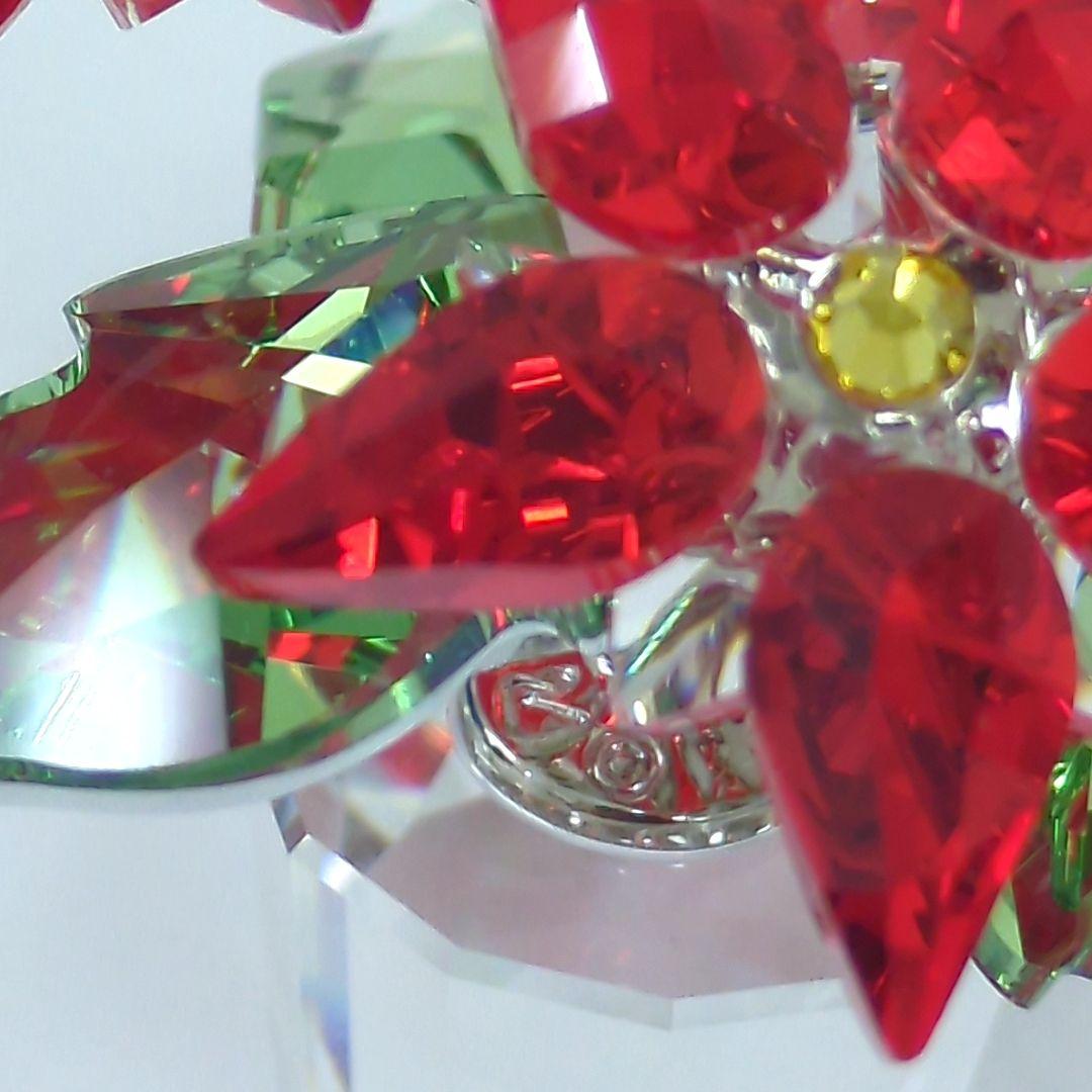 スワロフスキー ポインセチ 置物 ラインストーン 【極美品】