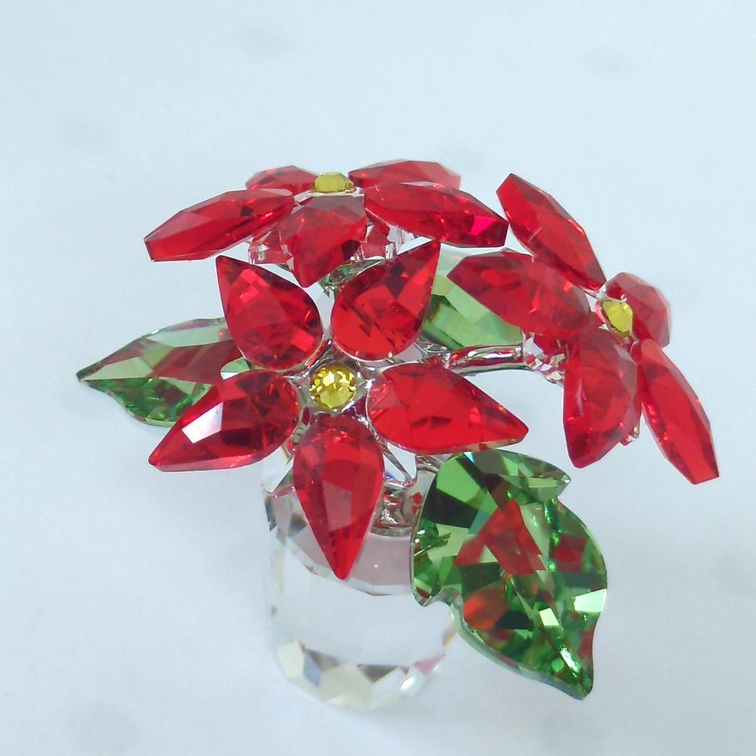 スワロフスキー ポインセチ 置物 ラインストーン 【極美品】