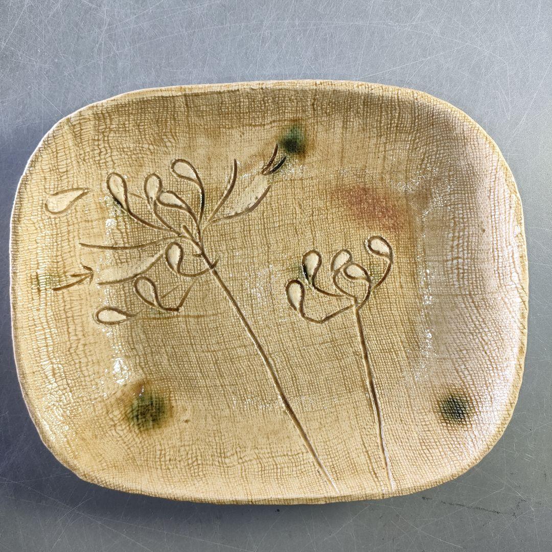 A1257-3/ 加藤伸也 作/黄瀬戸組皿5客/共箱/銘々皿/飾皿/懐石道具/