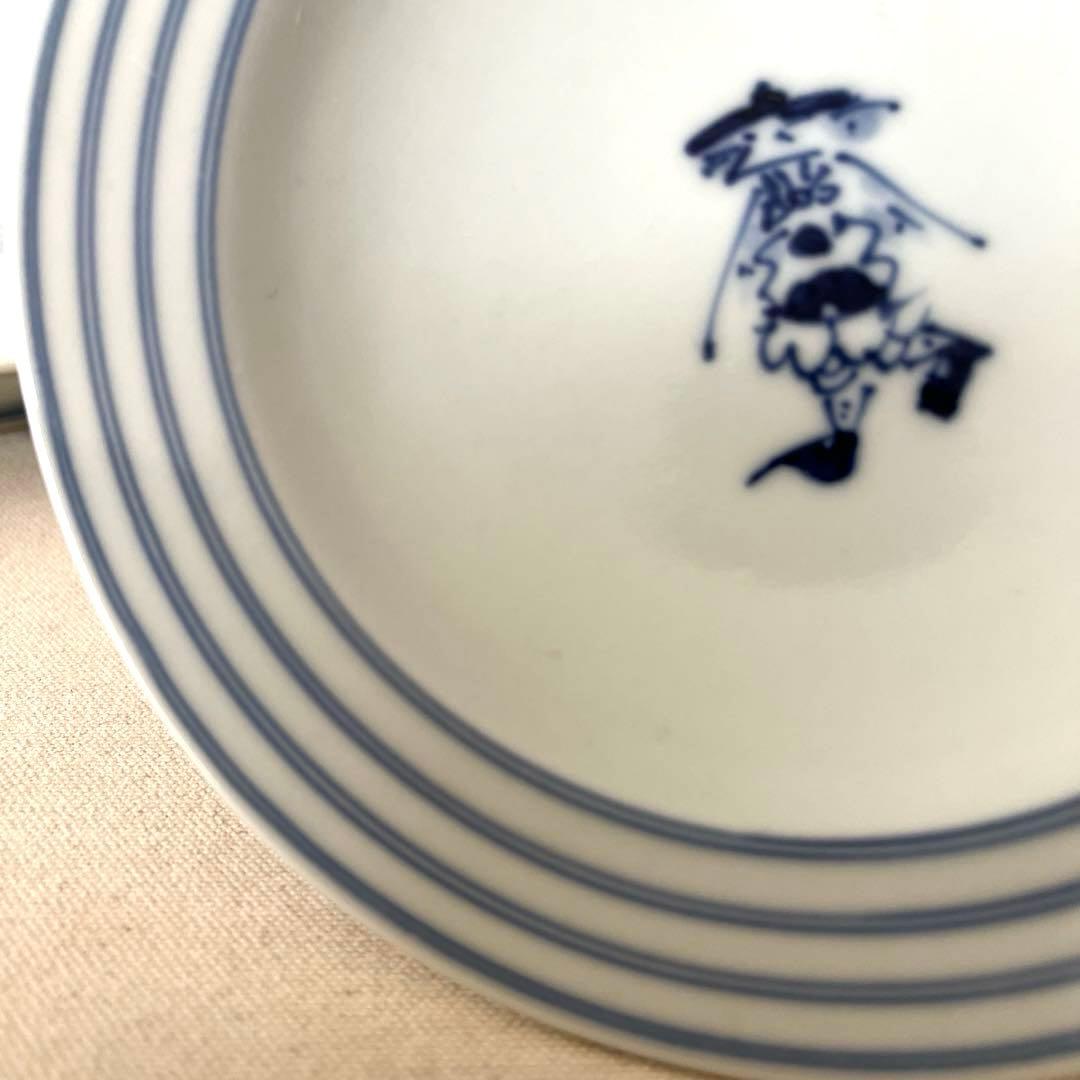 M793 ○しん窯　青花　柄違い丸プレート【5枚】未使用　手描き