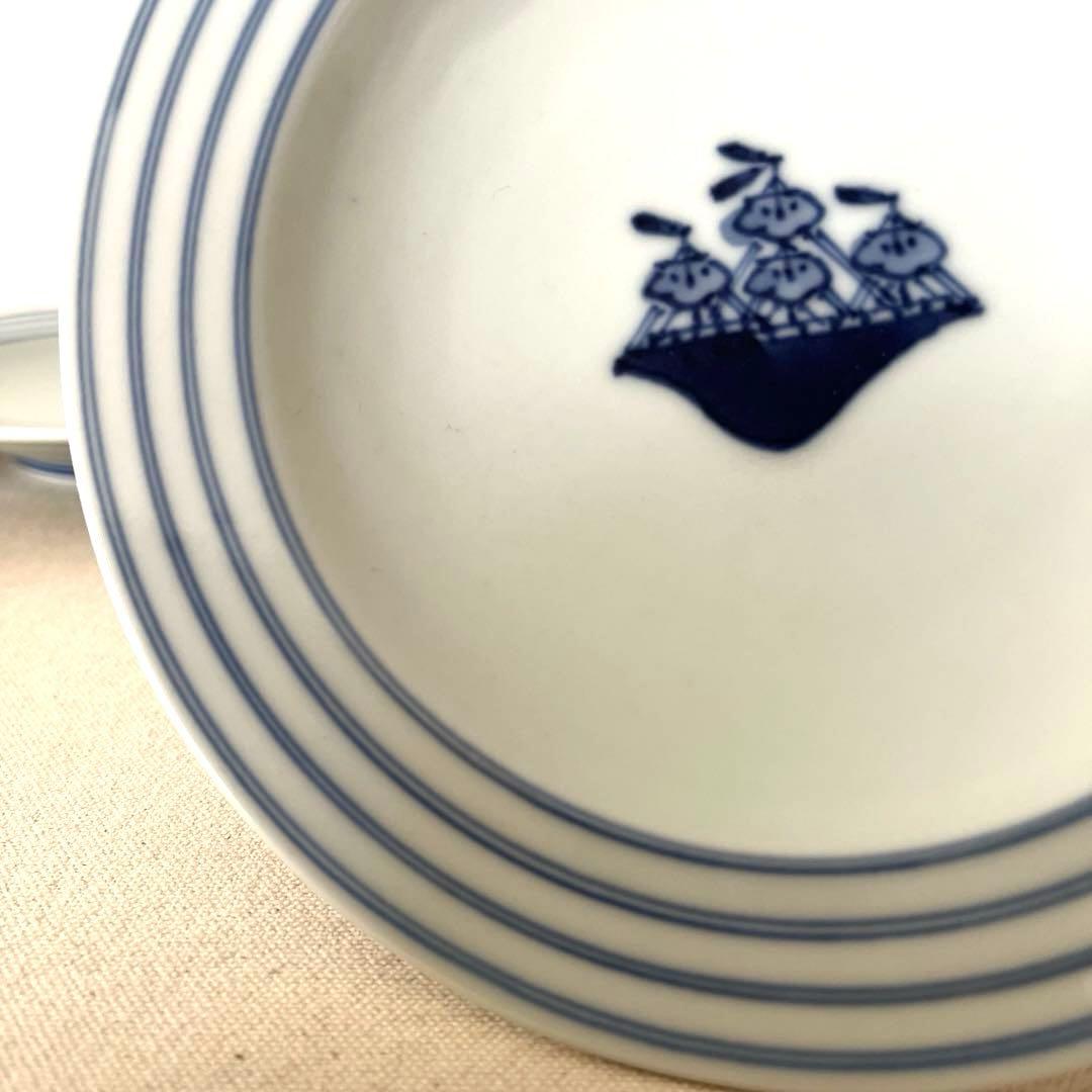 M793 ○しん窯　青花　柄違い丸プレート【5枚】未使用　手描き