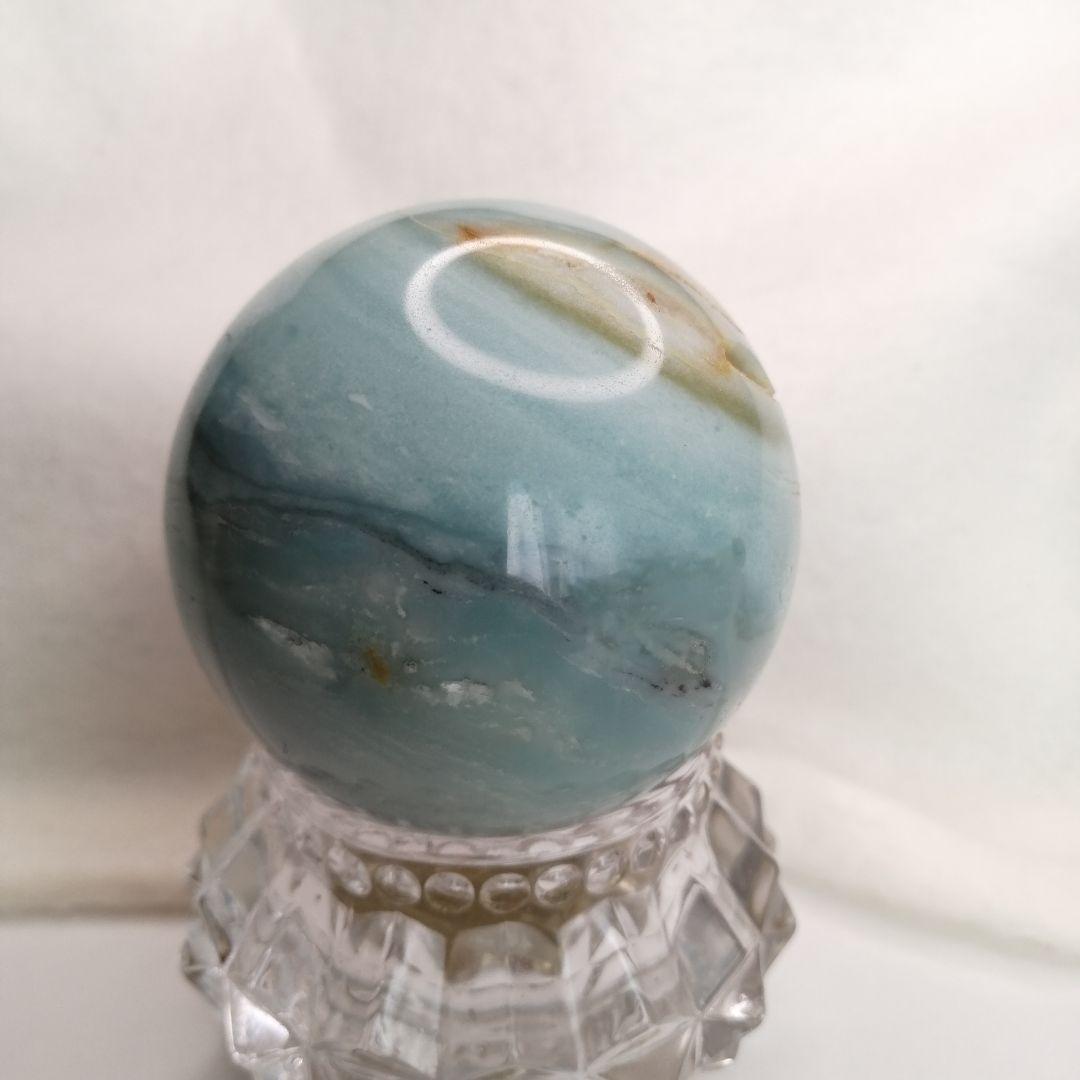 【新品】3-29　海の中の層が見えたり、ジオードが白波のような神秘的なスフィア