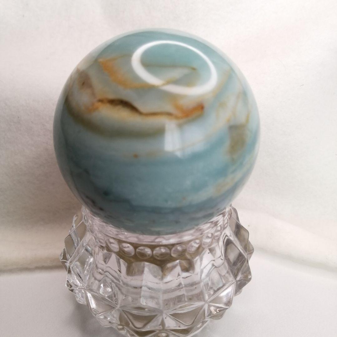 【新品】3-29　海の中の層が見えたり、ジオードが白波のような神秘的なスフィア