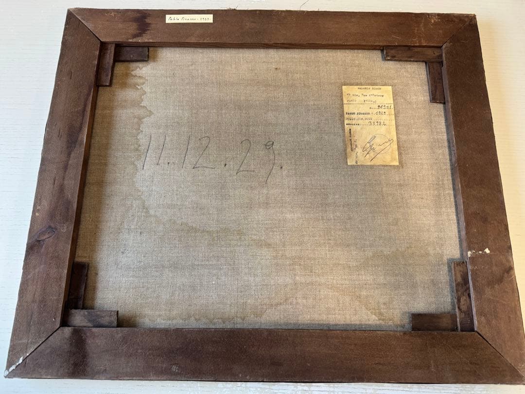 パブロ ピカソ 貴重肉筆 静物画 キャンバス 油彩 表サイン パリ画廊作品認識票