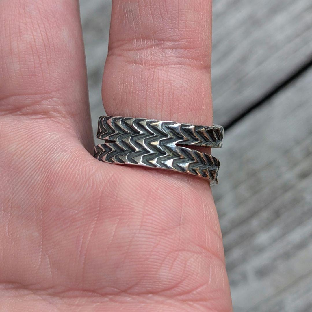 ハンドメイドのターコイズリング　インディアンジュエリー風　オールハンドメイド！