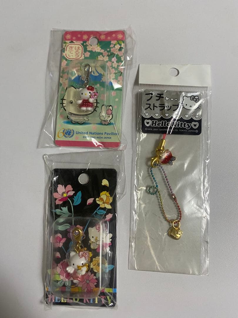 ハローキティストラップ　柿の種　ポッキー　 ファスナーマスコット　5点セット