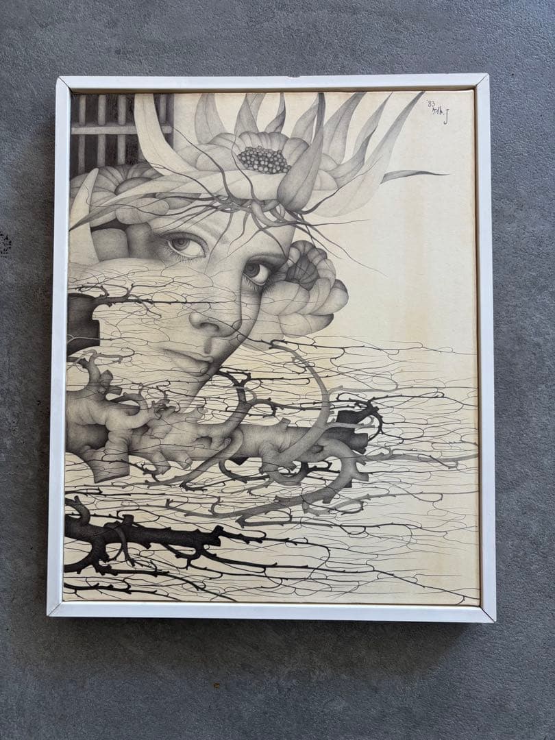 城景都 直筆原画 女性像1983 額装＋画集付