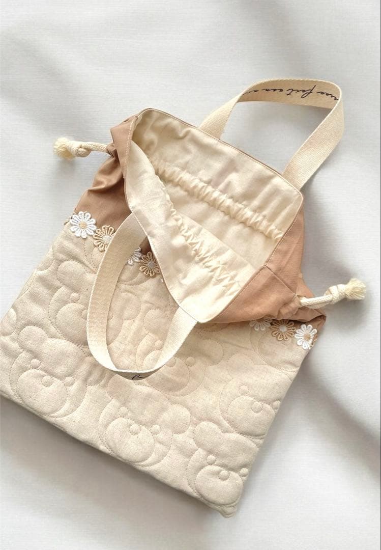 オーダー入園・入学グッズ♡くまさんキルト♡フラワーレース