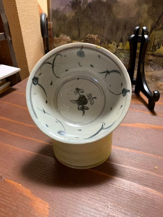 中国古陶磁器　古玩　明代　青花　染付　草花文様　碗