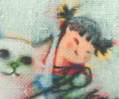 油絵 菅家令子 絵 絵画インテリア 額付(黒) F3-091918 子猫と女の子