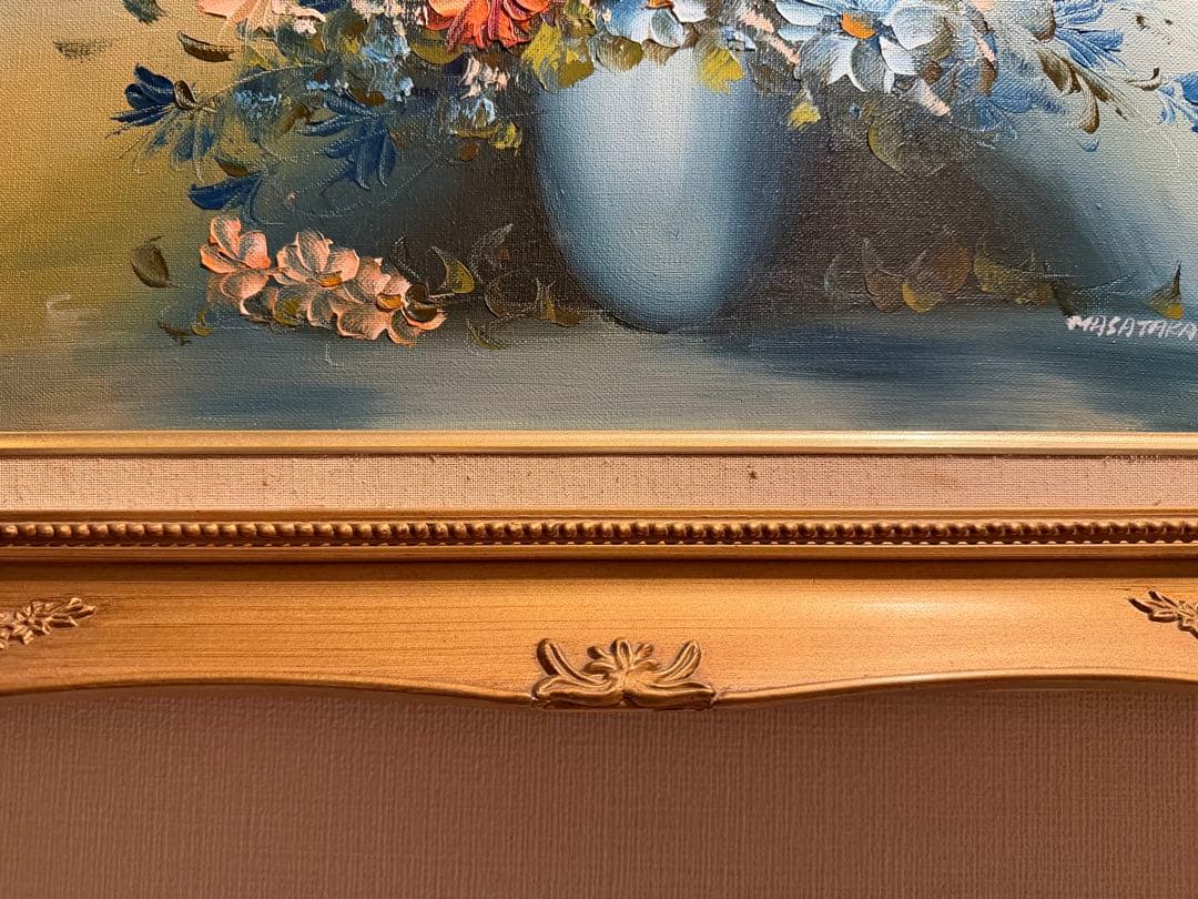 55cm×44cmアンティーク額縁　花瓶の油絵