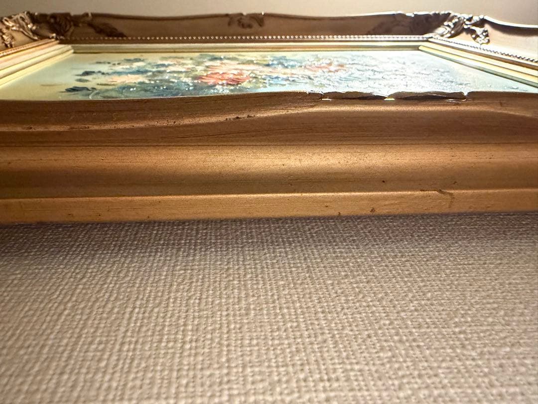 55cm×44cmアンティーク額縁　花瓶の油絵