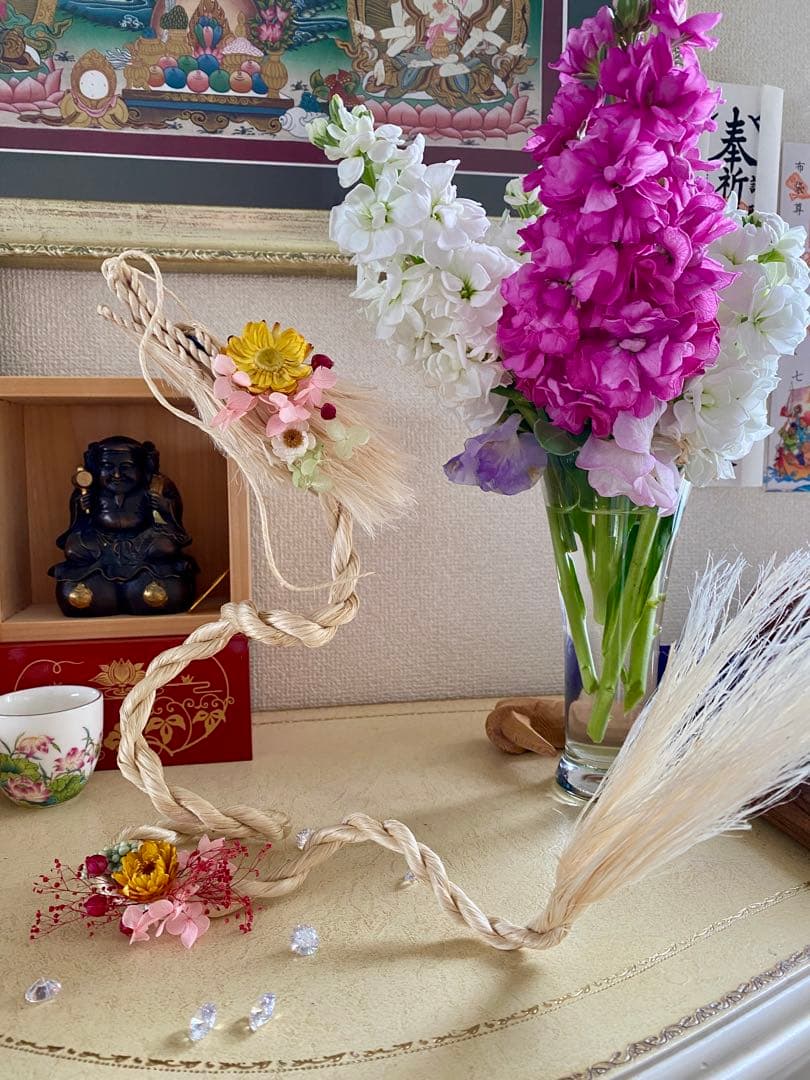 出来たてほやほやお花のついた精麻龍