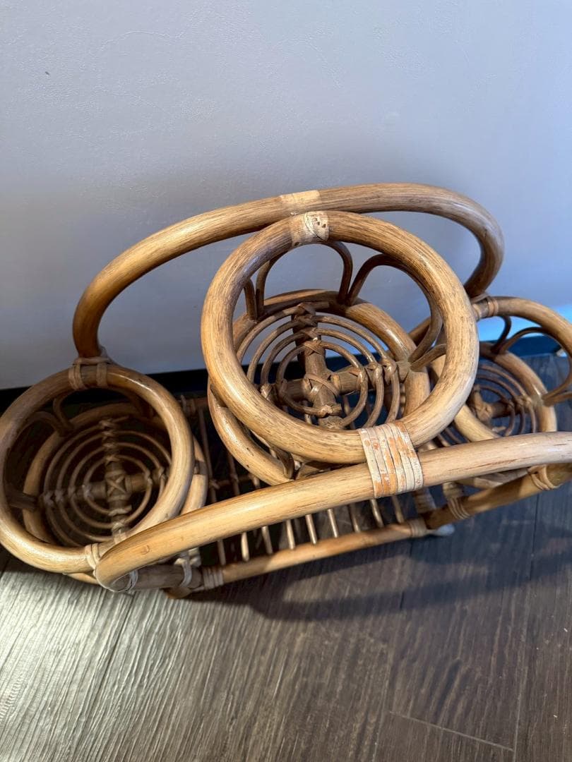 ラタン プランターラック ナチュラルブラウン フラワースタンド アーチ型 レトロ