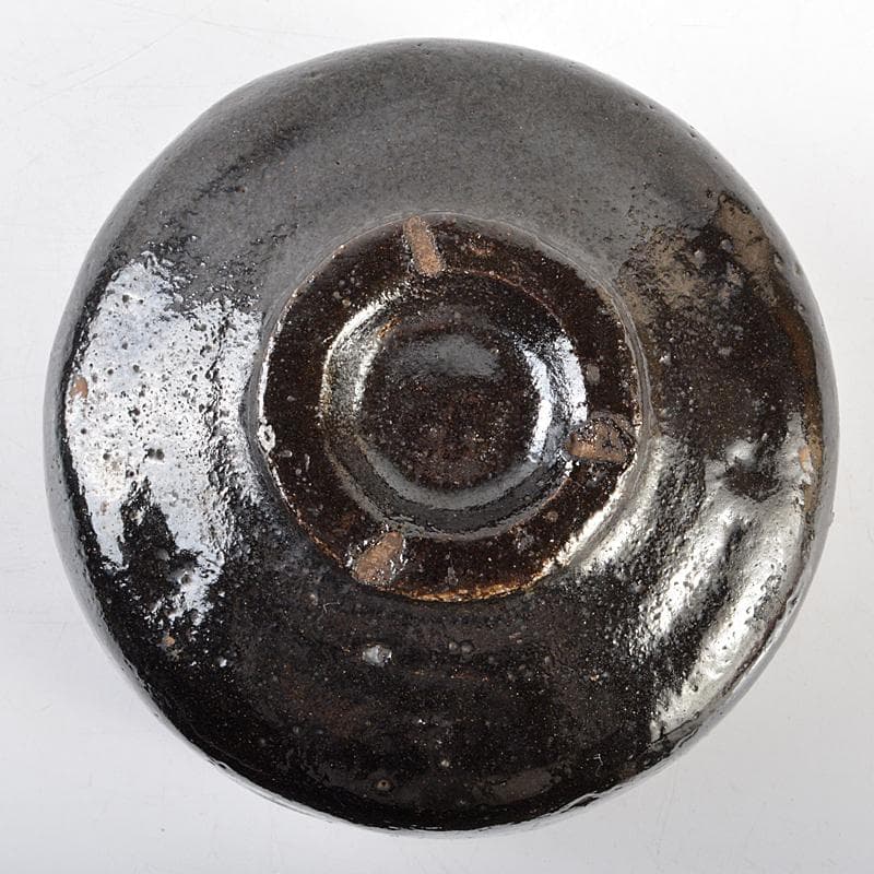 茶道具　楽吉左衛門　了入作黒楽茶碗　仕覆付　黒田陶々庵識箱　M　R5623