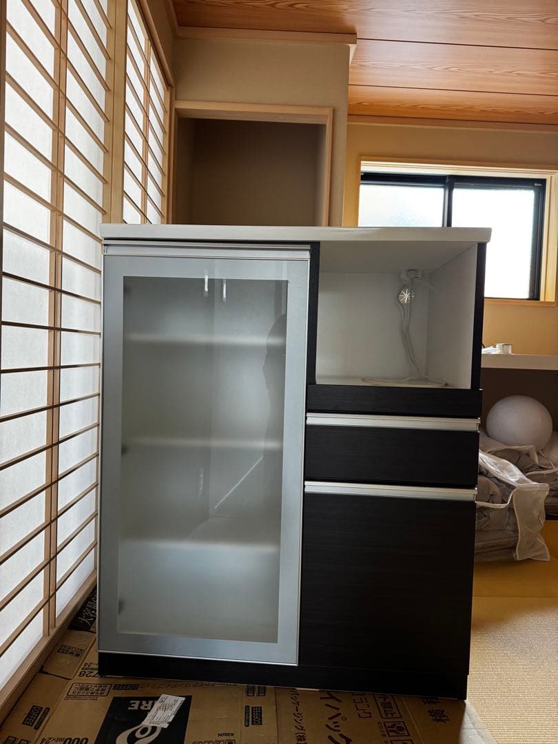 【ニトリ】ダークブラウン 食器棚 キッチン カウンター