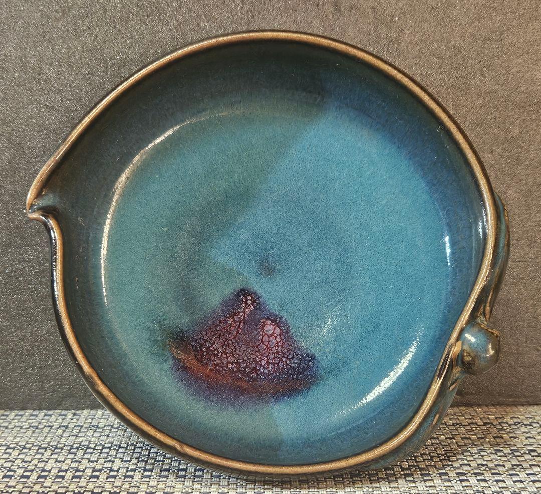 中国古陶磁　鈞窯　窯変　澱青釉紫紅斑釉　桃形　水滴　水盂　筆洗　文房四宝　書道具