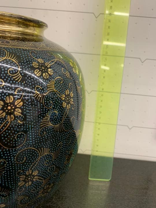 九谷焼　8号花瓶青粒鉄仙