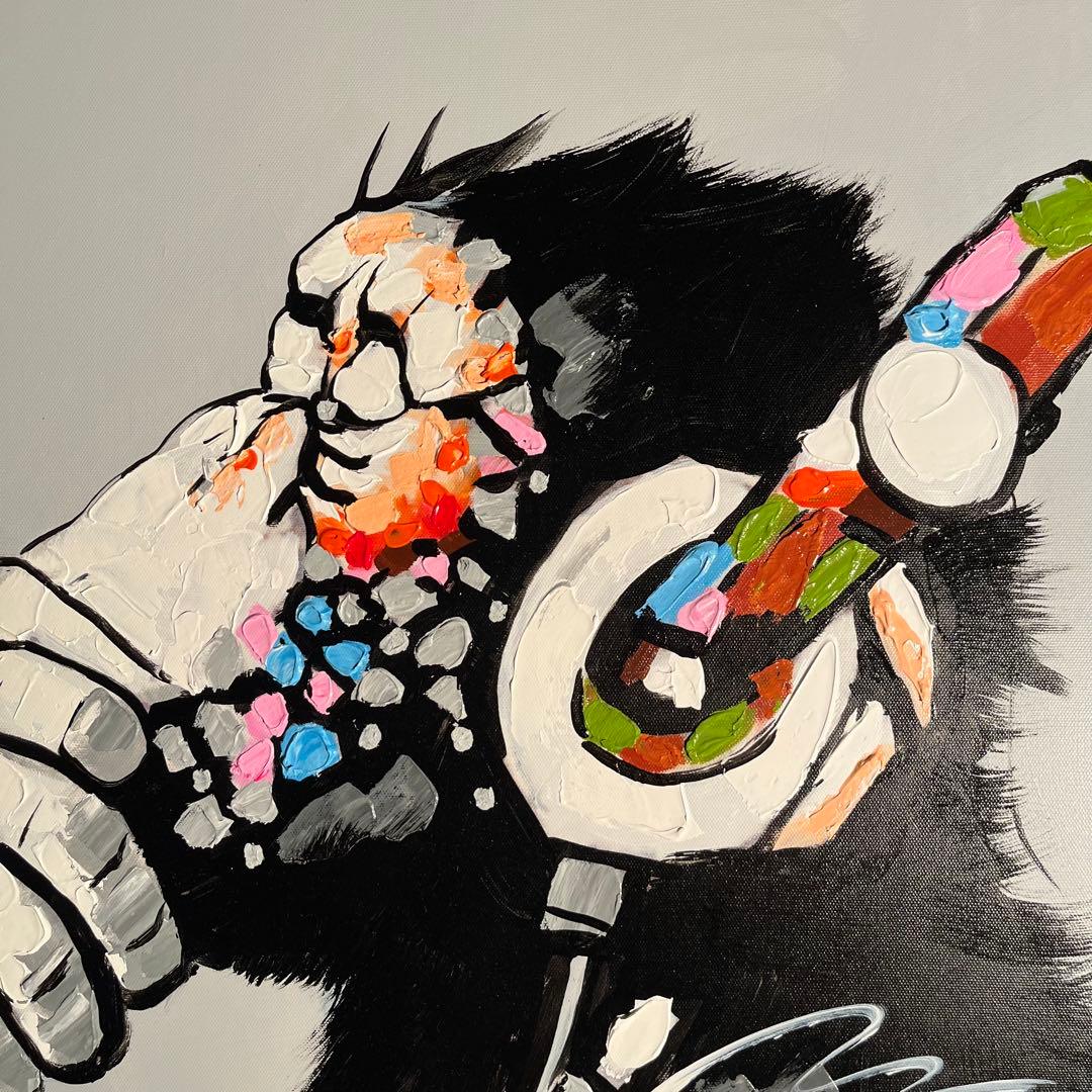 手書き油絵 Music monkey 絵画 インテリア 油彩画
