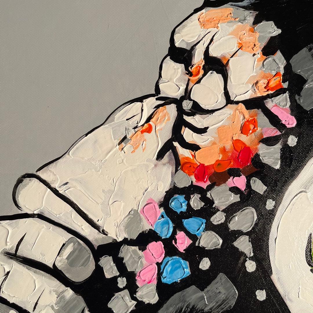 手書き油絵 Music monkey 絵画 インテリア 油彩画