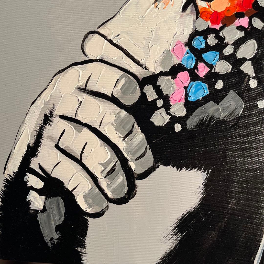 手書き油絵 Music monkey 絵画 インテリア 油彩画