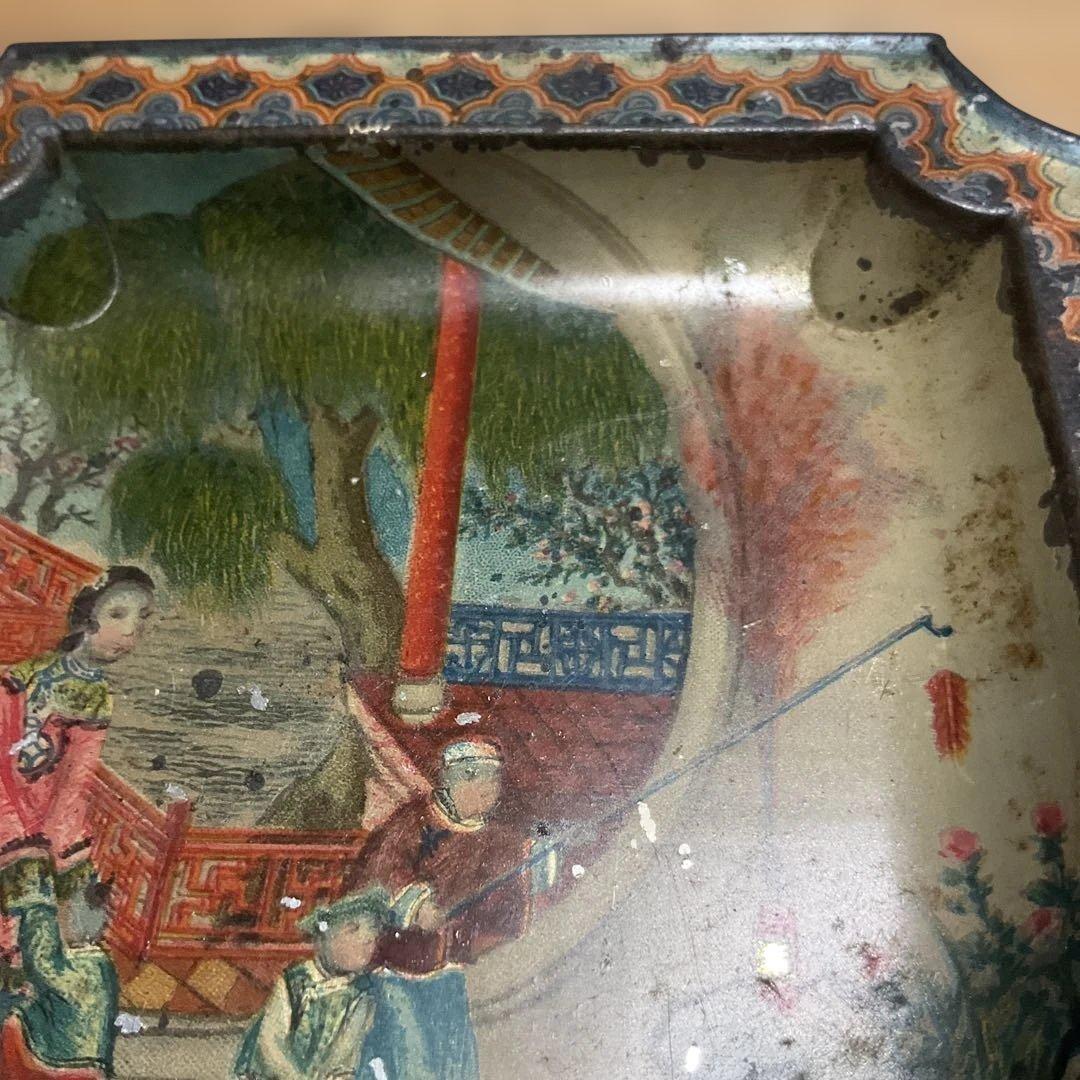 中国民国時代の装飾皿 子供と女性の絵柄