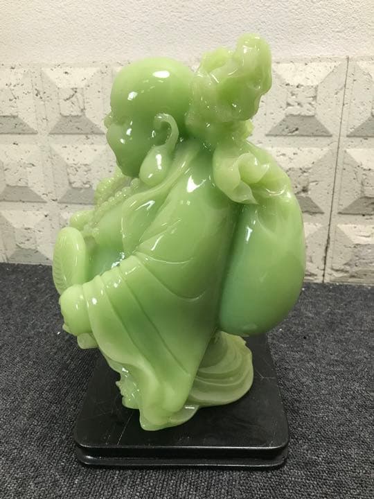 置物　骨董　翡翠　ヒスイ　恵比寿　置き物　緑　水晶　七福神