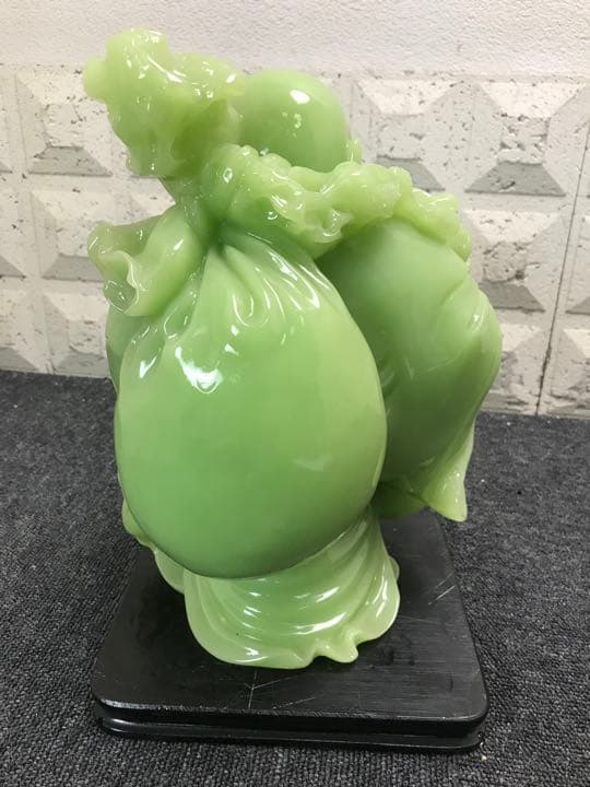 置物　骨董　翡翠　ヒスイ　恵比寿　置き物　緑　水晶　七福神