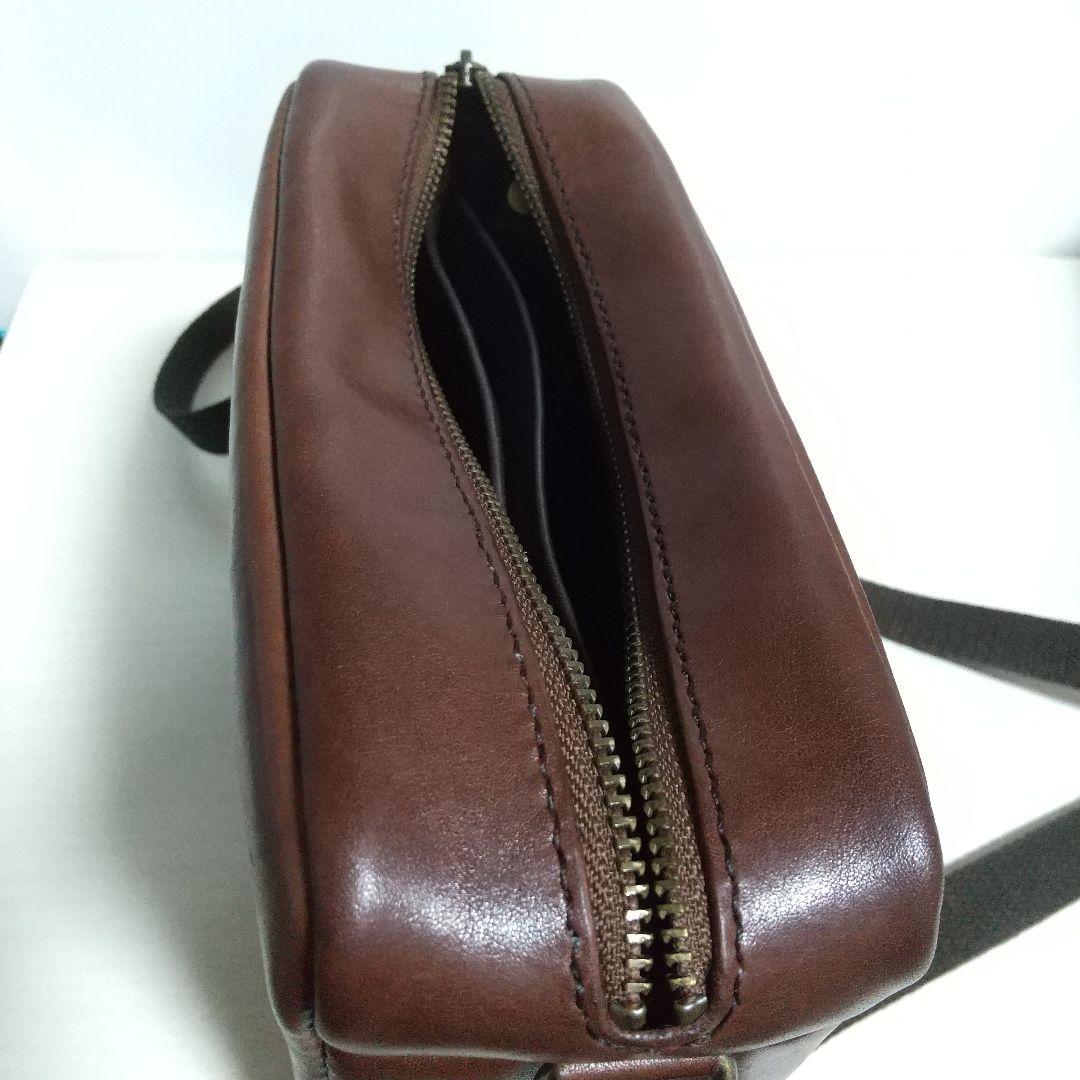 ハンドメイド レザー ショルダーバッグ（ブラウン）