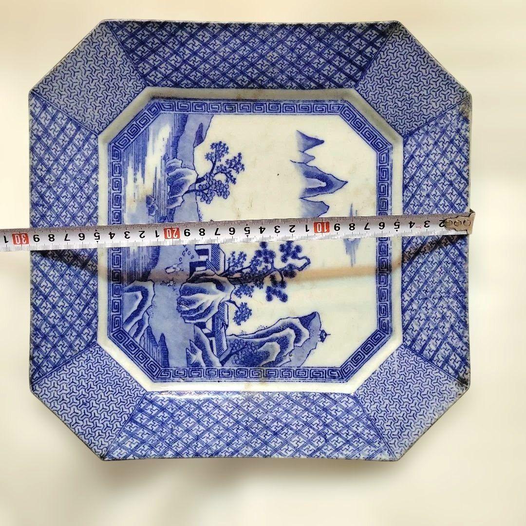 時代物　古伊万里　八角皿　大皿　染付　　陶器皿　　　伝統工芸品　　　K-2