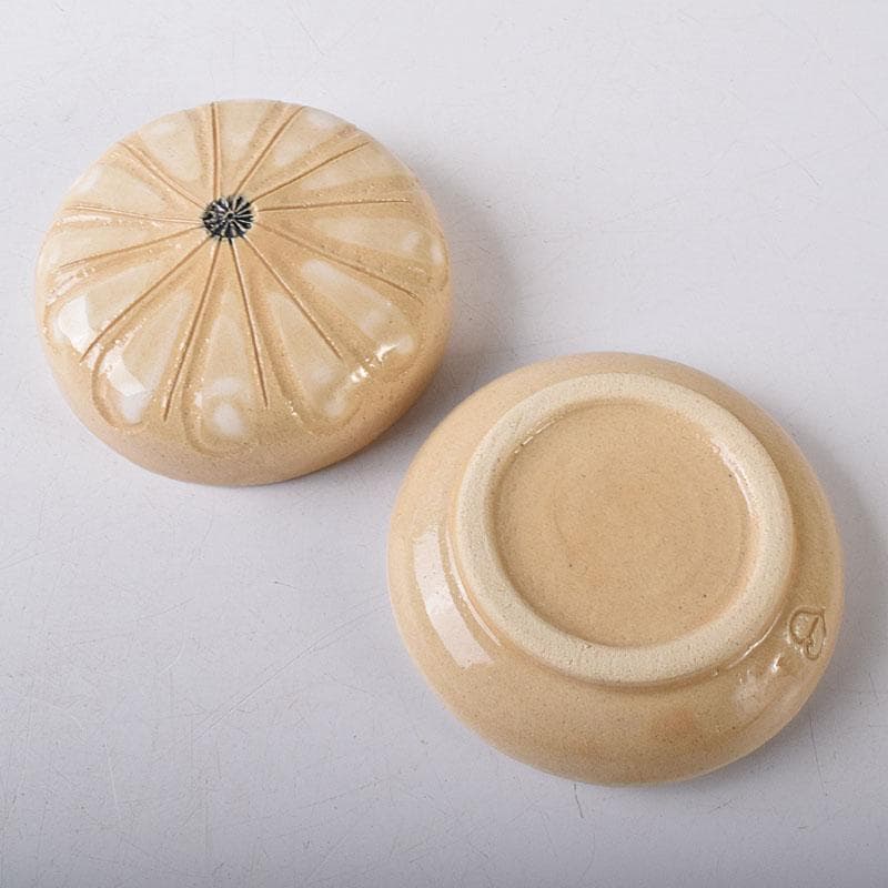 茶道具　春香堂　葵窯　加藤春二作　菊花　千年菊方　香合　共箱　V　7850