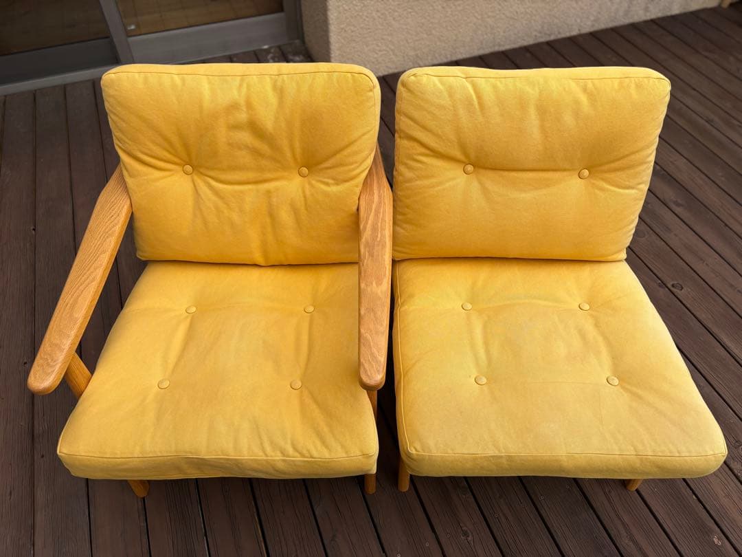 マルニ木工　マルニ60オークフレーム2シーターキノママ　帆布マスタード