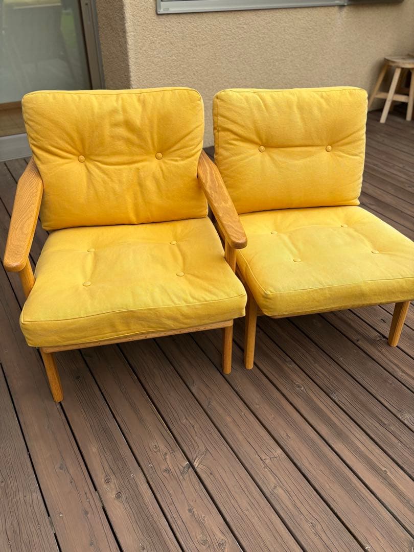 マルニ木工　マルニ60オークフレーム2シーターキノママ　帆布マスタード