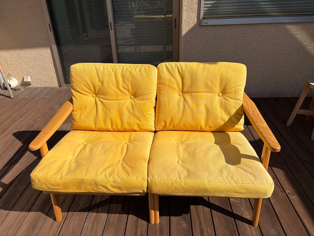 マルニ木工　マルニ60オークフレーム2シーターキノママ　帆布マスタード