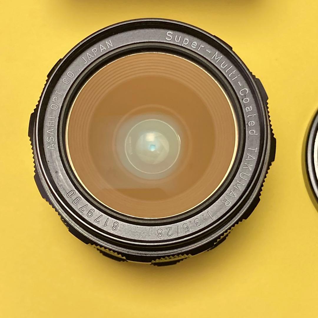 整備済美品 M42 TAKUMAR 28mm F3.5 純正角型フード タクマー