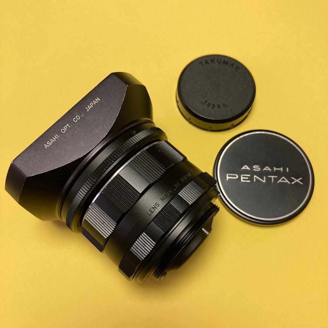 整備済美品 M42 TAKUMAR 28mm F3.5 純正角型フード タクマー