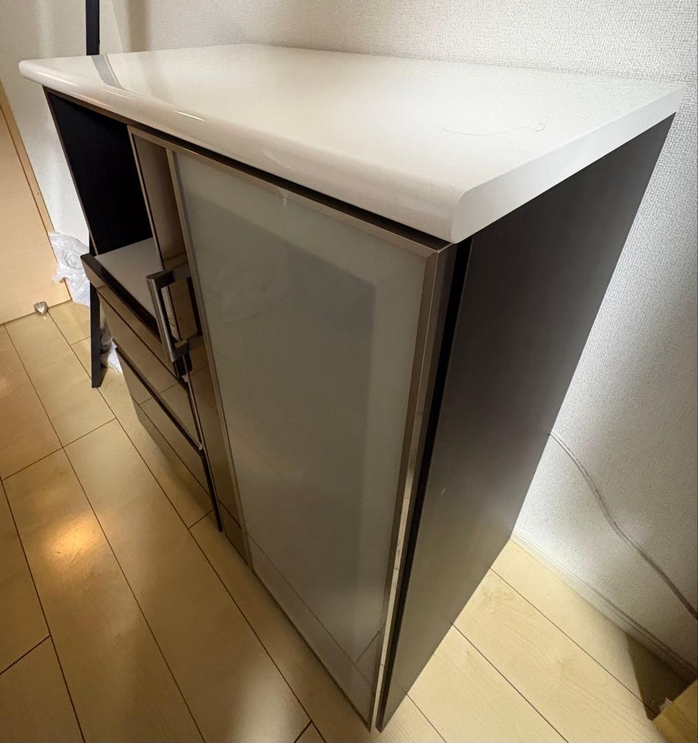 ニトリ食器棚 レンジボード キッチンボード 引き出しガラス扉　送料無料