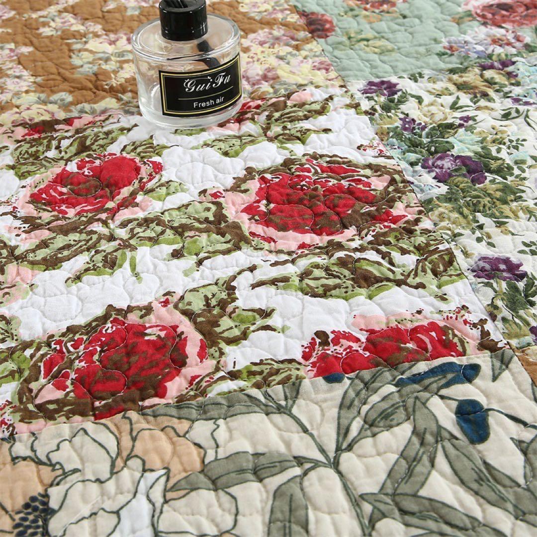 キルトベッドカバー3点セット綿マルチカバー キルティング 520