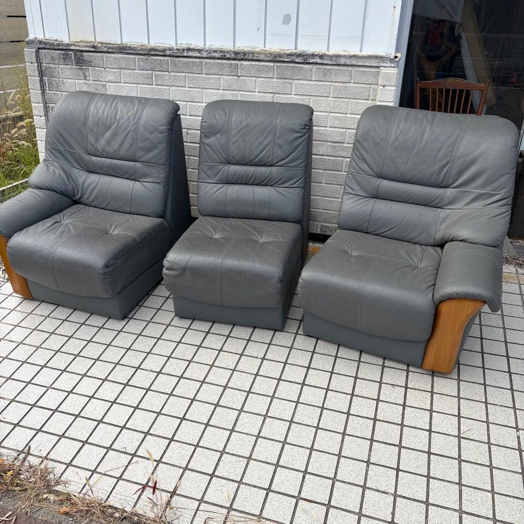 北欧レトロ レザーソファー 三人掛けソファー ラグジュアリー ビンテージ グレー