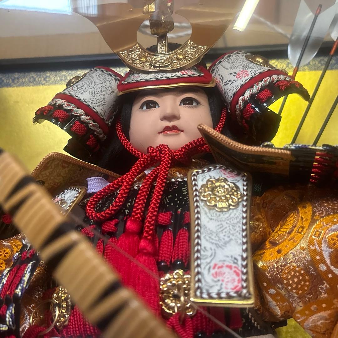 五月人形 武士の鎧 ガラスケース付き 45㎝23㎝29㎝